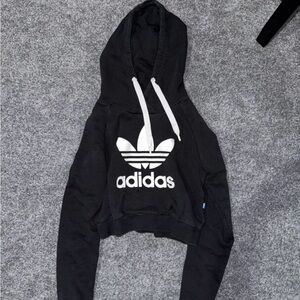 adidas Black Pullover Hoodie with White Trefoil Tag